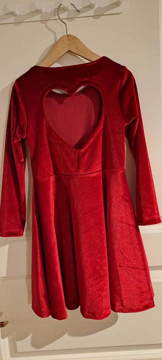 Julekjole i fløyel med hjerte i ryggen - barn